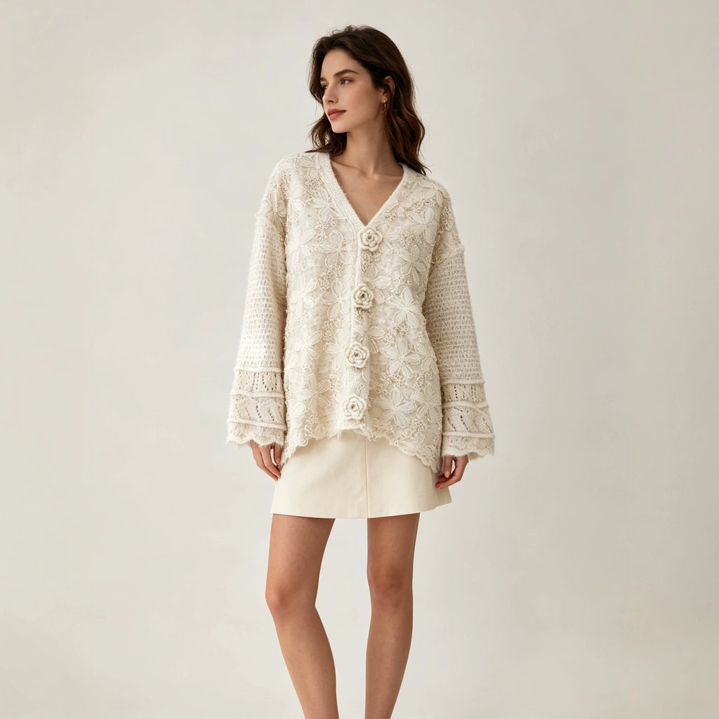 Flower glitter long sleeved sweater