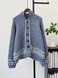 Stand up collar long sleeved sweater for women
