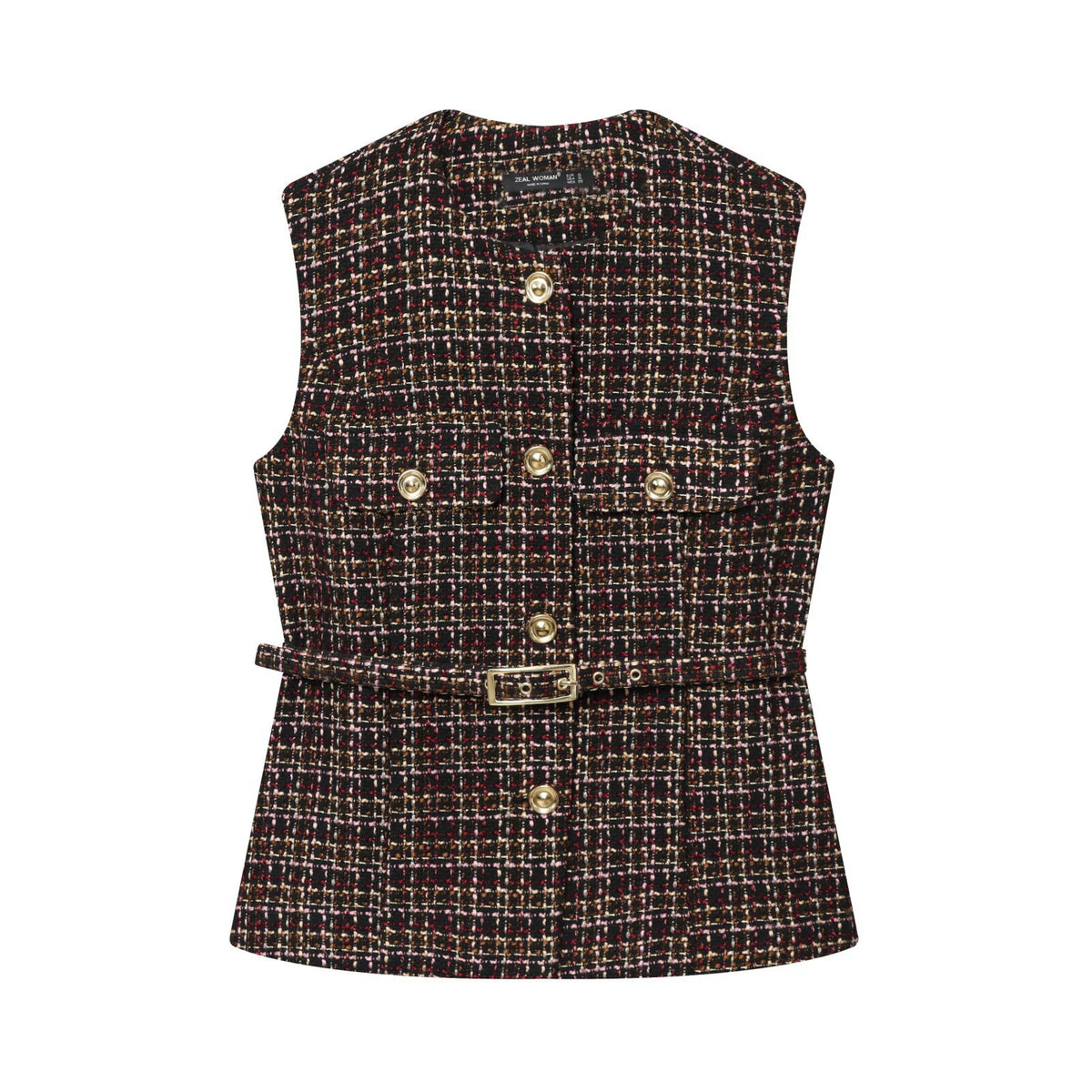 Belt textured vest for women's clothing