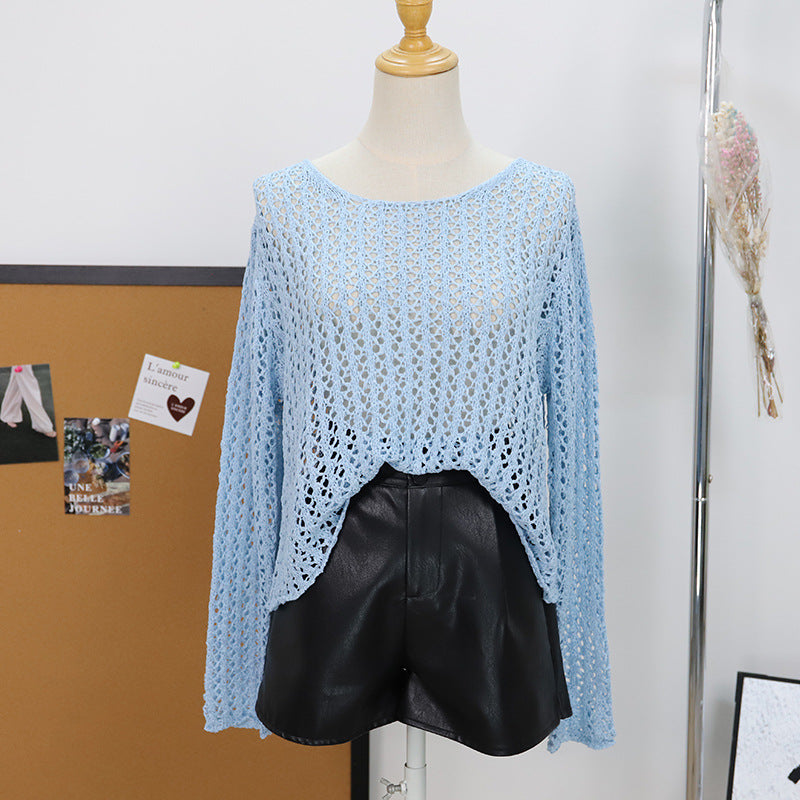 Long sleeved thin hollow top