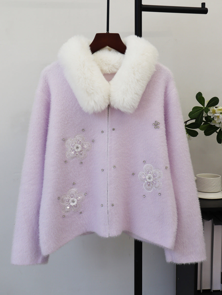 Women's collar zipper cardigan jacket