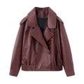 Lychee patterned imitation leather jacket for women