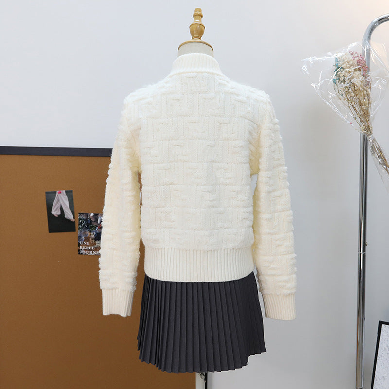 Zipper stand up collar sweater