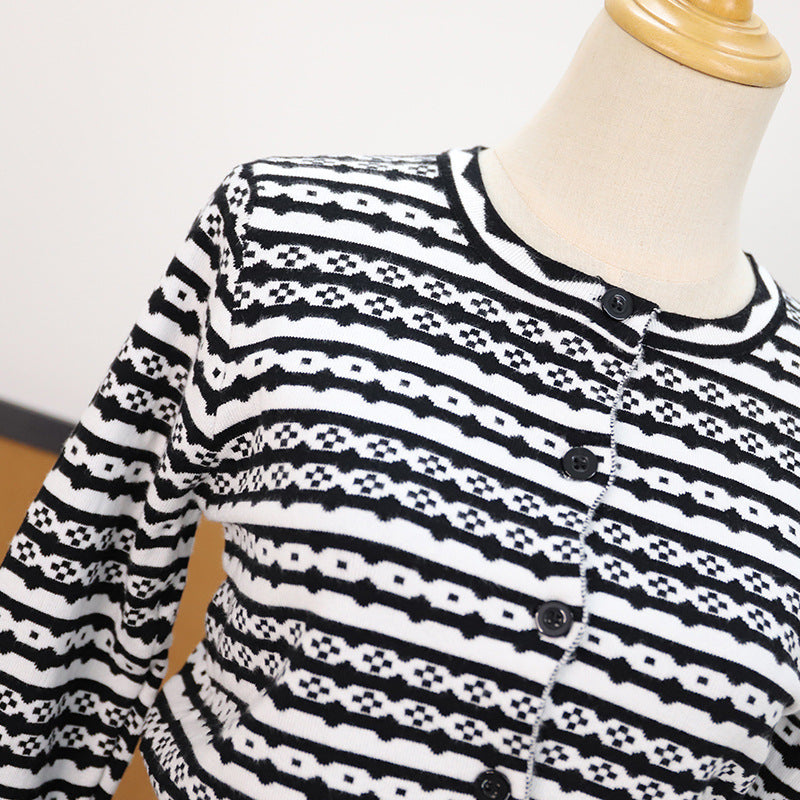 Striped cardigan slim fit sweater