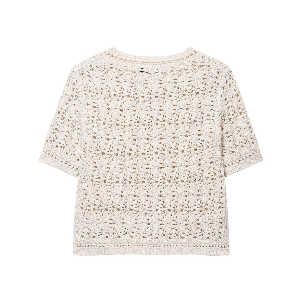 Hollow knit top for women's clothing