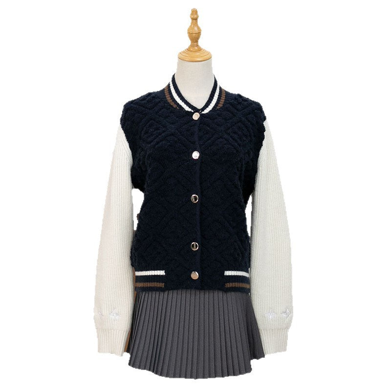 Loose round neck button cardigan sweater