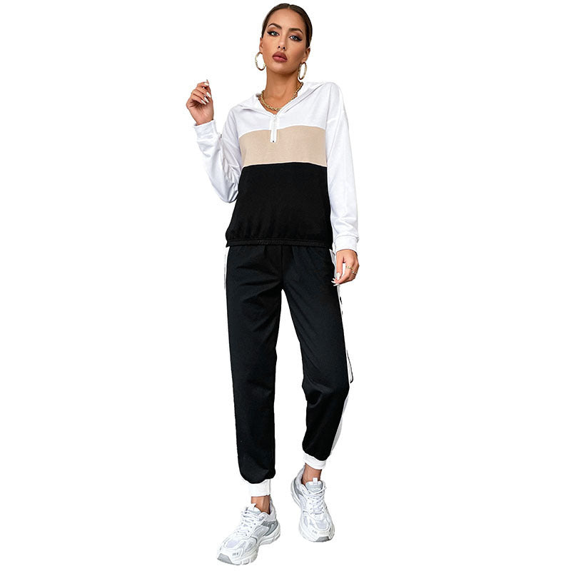 Casual Sport Hooded Sweatshirt Two-Piece Set for Women
