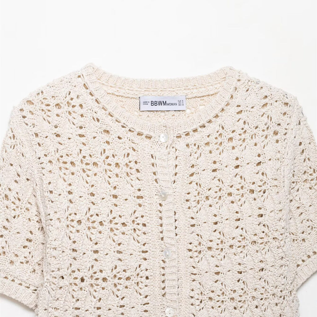Hollow knit top for women's clothing
