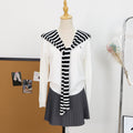Striped shawl long sleeved V-neck cardigan sweater