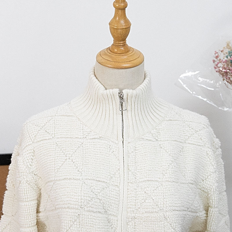Loose stand up collar cardigan sweater