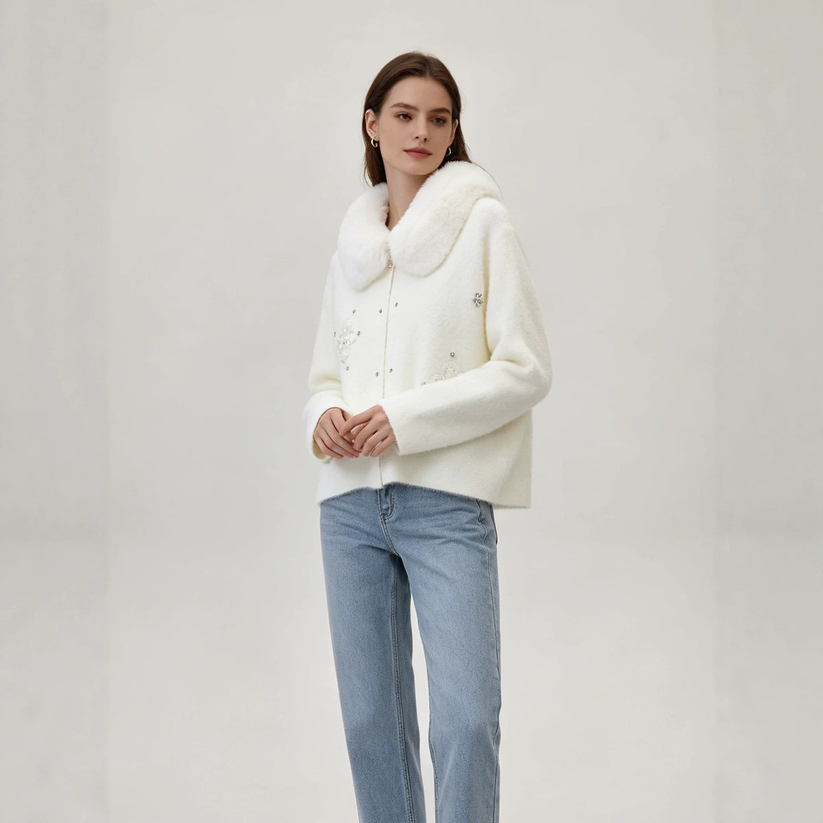 Women's collar zipper cardigan jacket