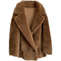 Winter New Wool Short Jackets Women Notched Collar Double Breasted Solid Color Thick Coat Fashion Clothing