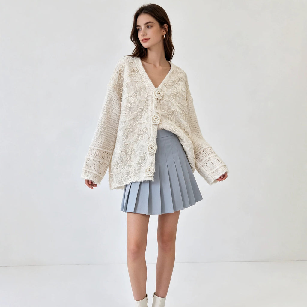 Flower glitter long sleeved sweater