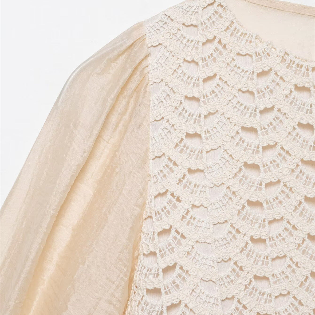 Loose crochet spliced top for women's clothing