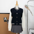 Loose round neck button cardigan sweater