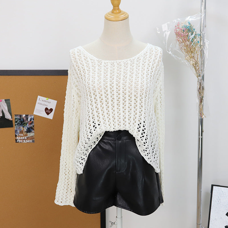 Long sleeved thin hollow top