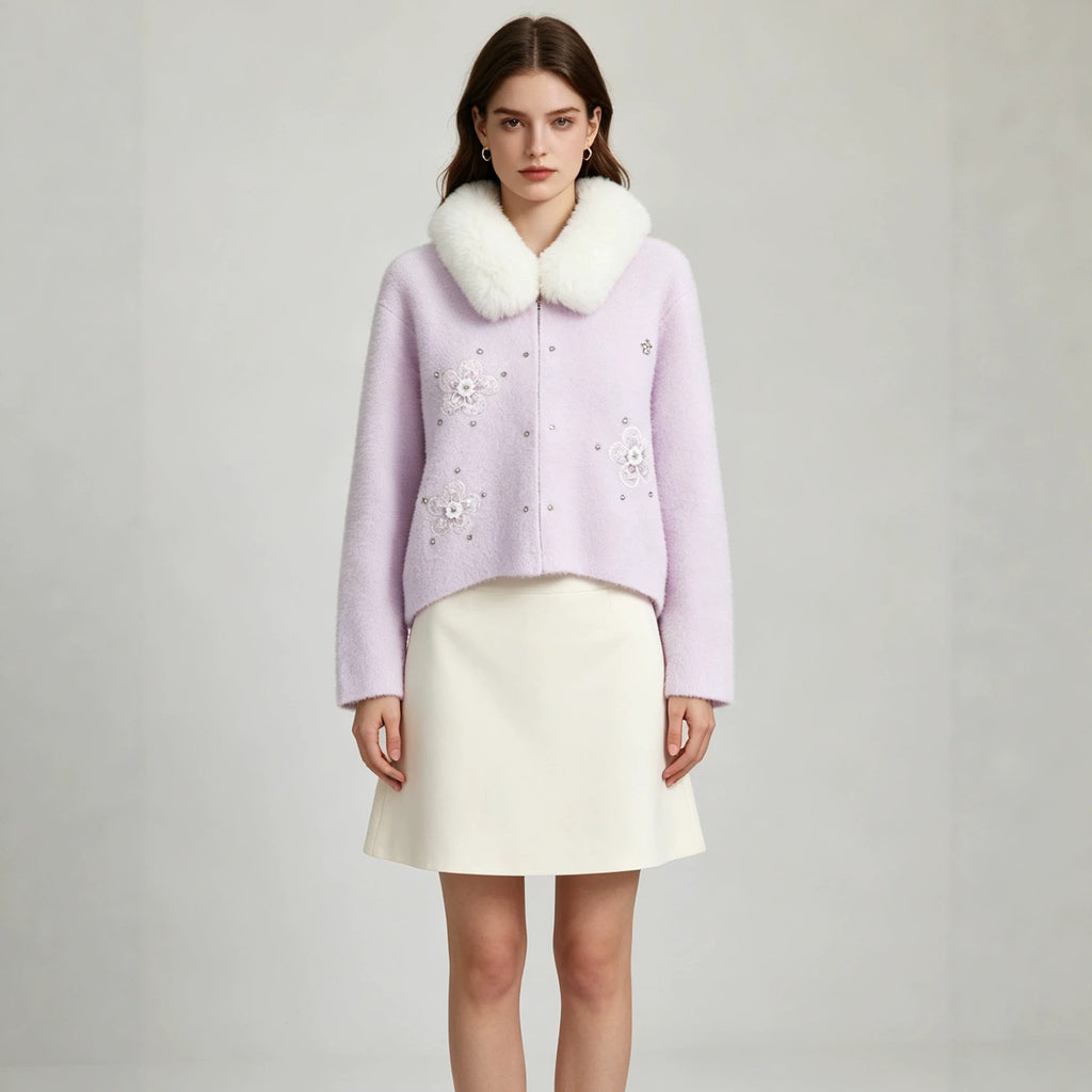 Women's collar zipper cardigan jacket