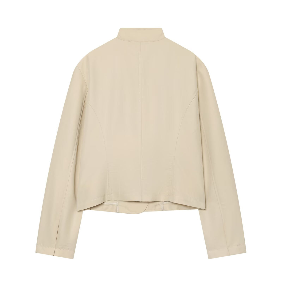 Asymmetric diagonal breasted stand up collar suit jacket for women