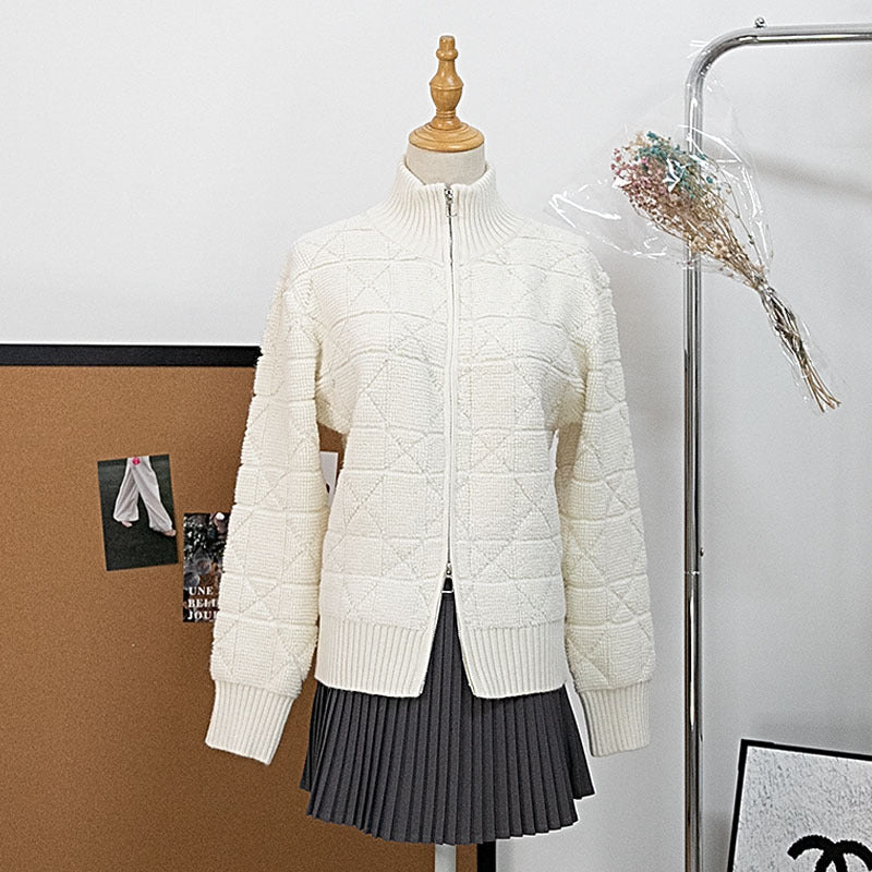 Loose stand up collar cardigan sweater