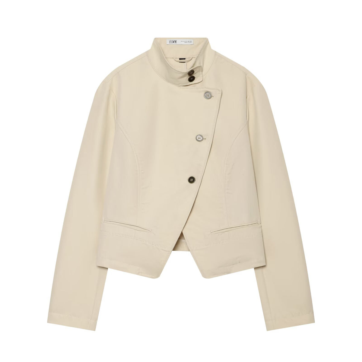 Asymmetric diagonal breasted stand up collar suit jacket for women
