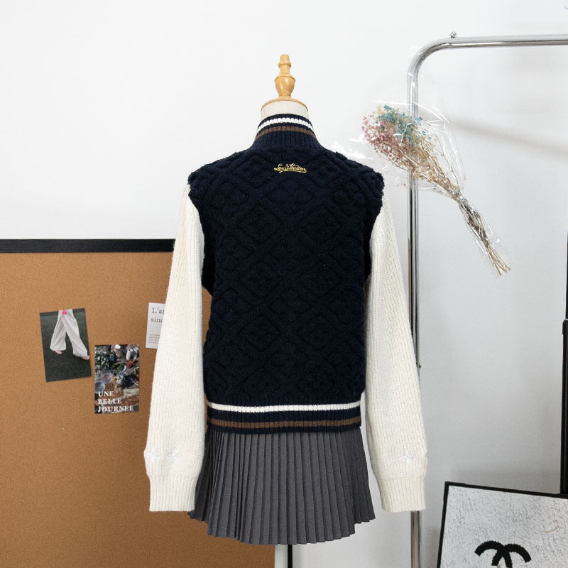 Loose round neck button cardigan sweater