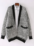 Knitting Contrast Color Sweater For For Women Long Sleeves Korean Fashion Open Stitch Casual Clothing