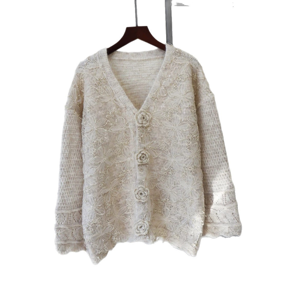 Flower glitter long sleeved sweater