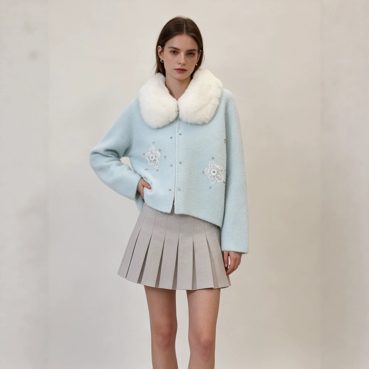 Women's collar zipper cardigan jacket