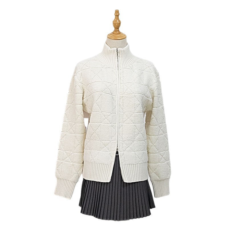 Loose stand up collar cardigan sweater
