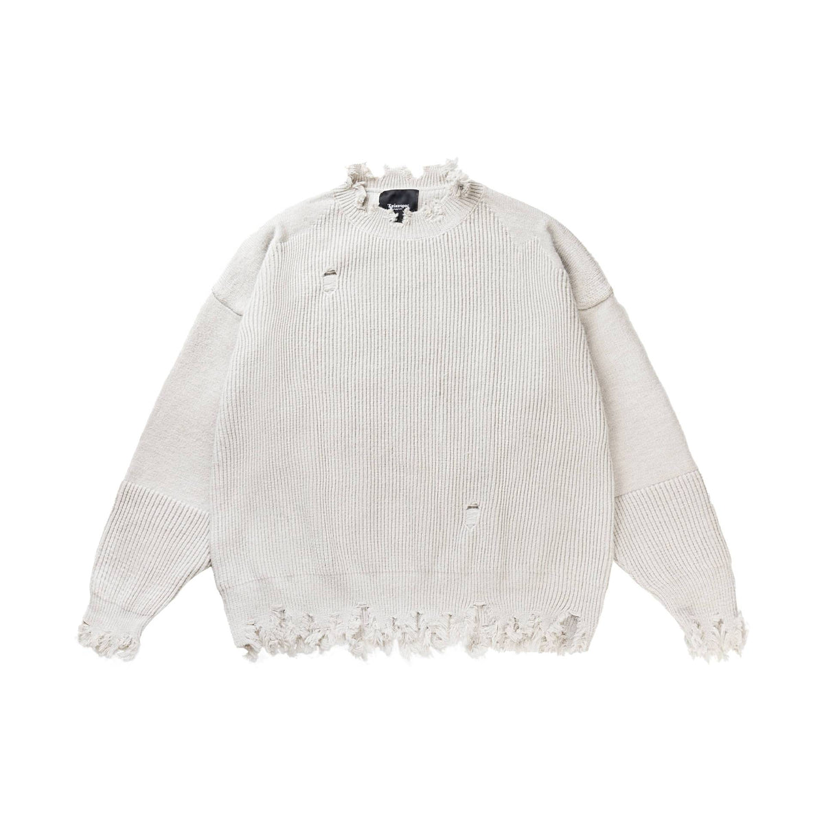 Streetwear Style Ripped Distressed Design Long Sleeve  Loose Fit Knit Sweater