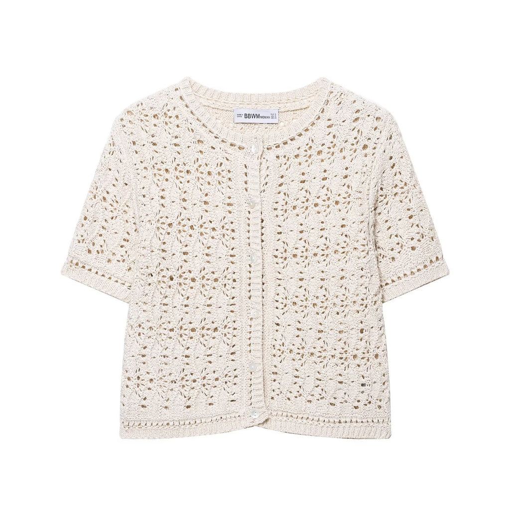 Hollow knit top for women's clothing