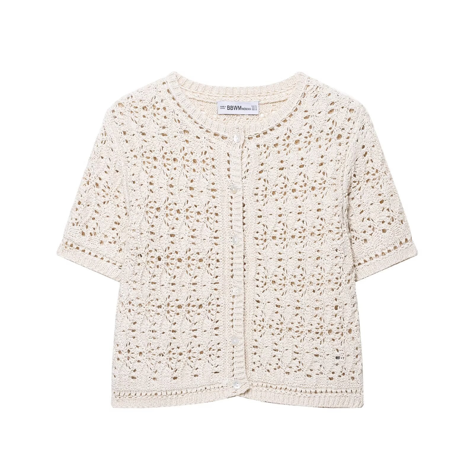 Hollow knit top for women's clothing