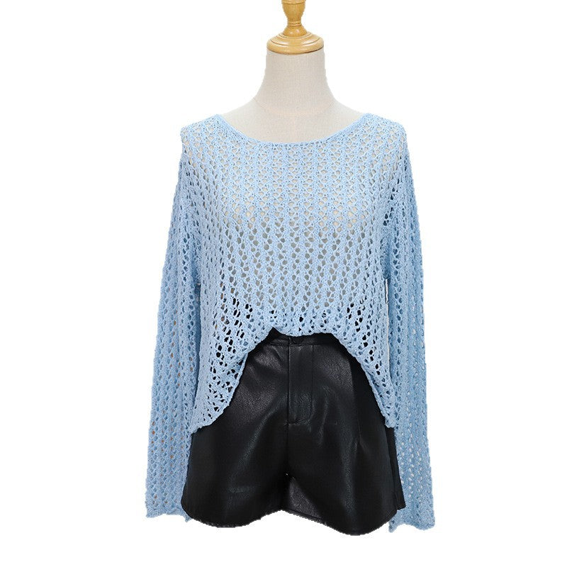 Long sleeved thin hollow top