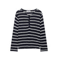 Versatile striped button small open neck knitted sweater for women
