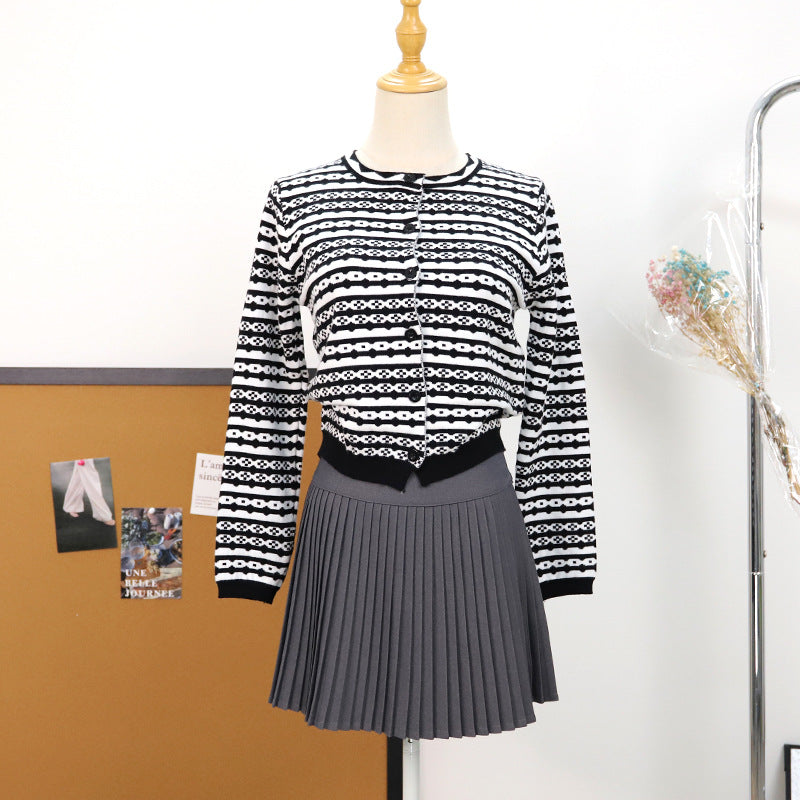 Striped cardigan slim fit sweater