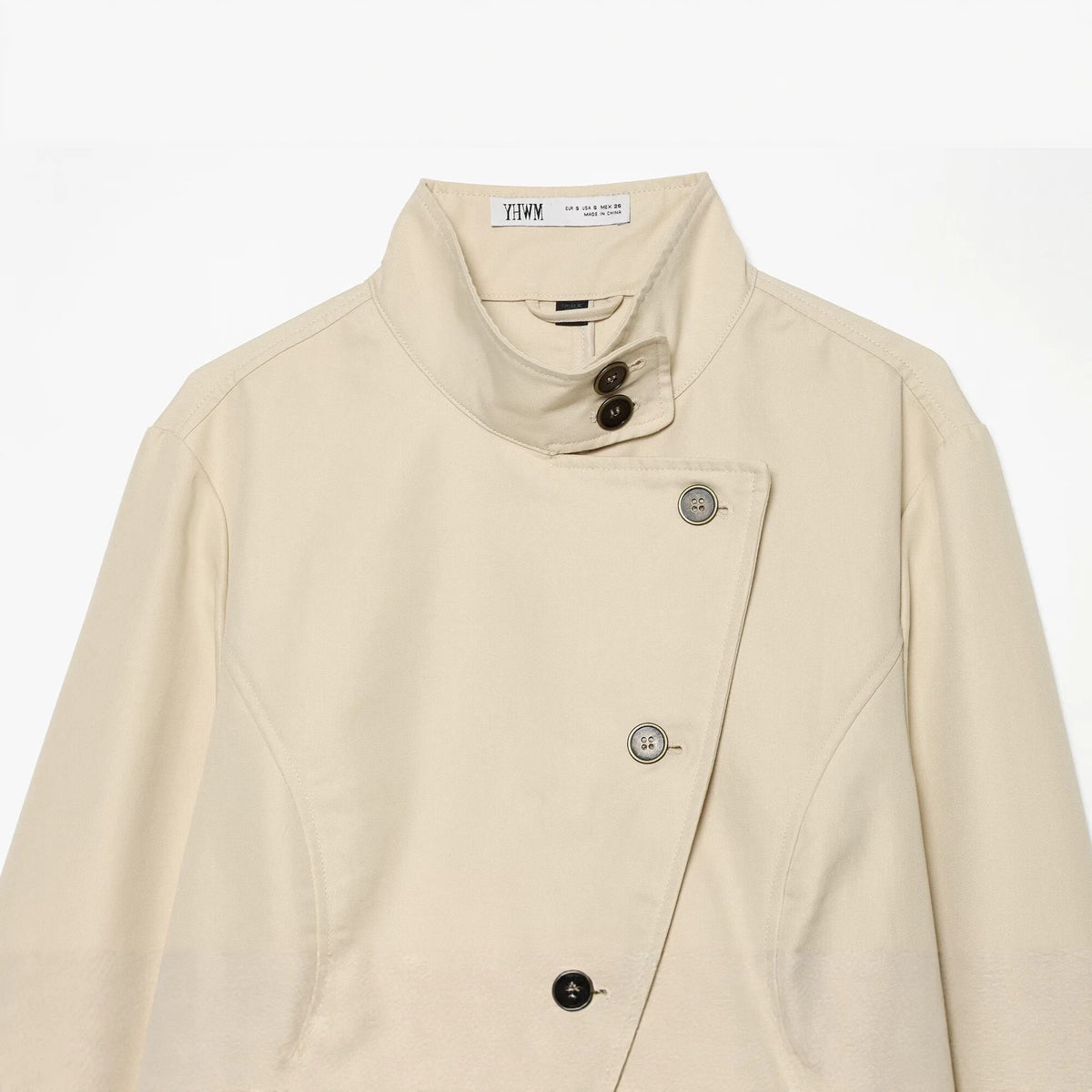 Asymmetric diagonal breasted stand up collar suit jacket for women