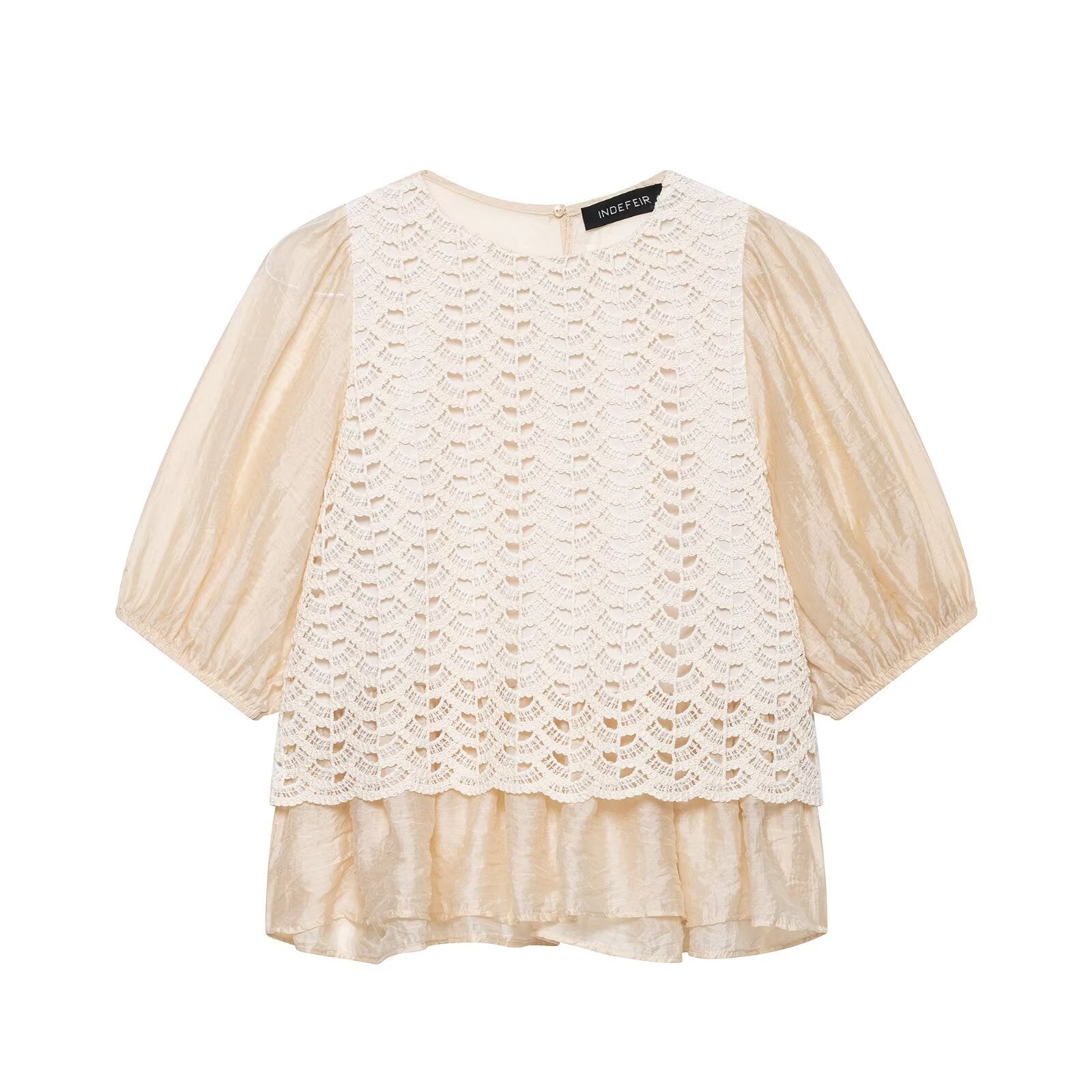 Loose crochet spliced top for women's clothing