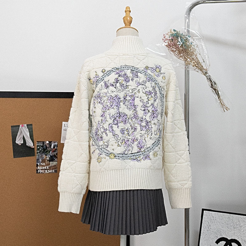 Loose stand up collar cardigan sweater