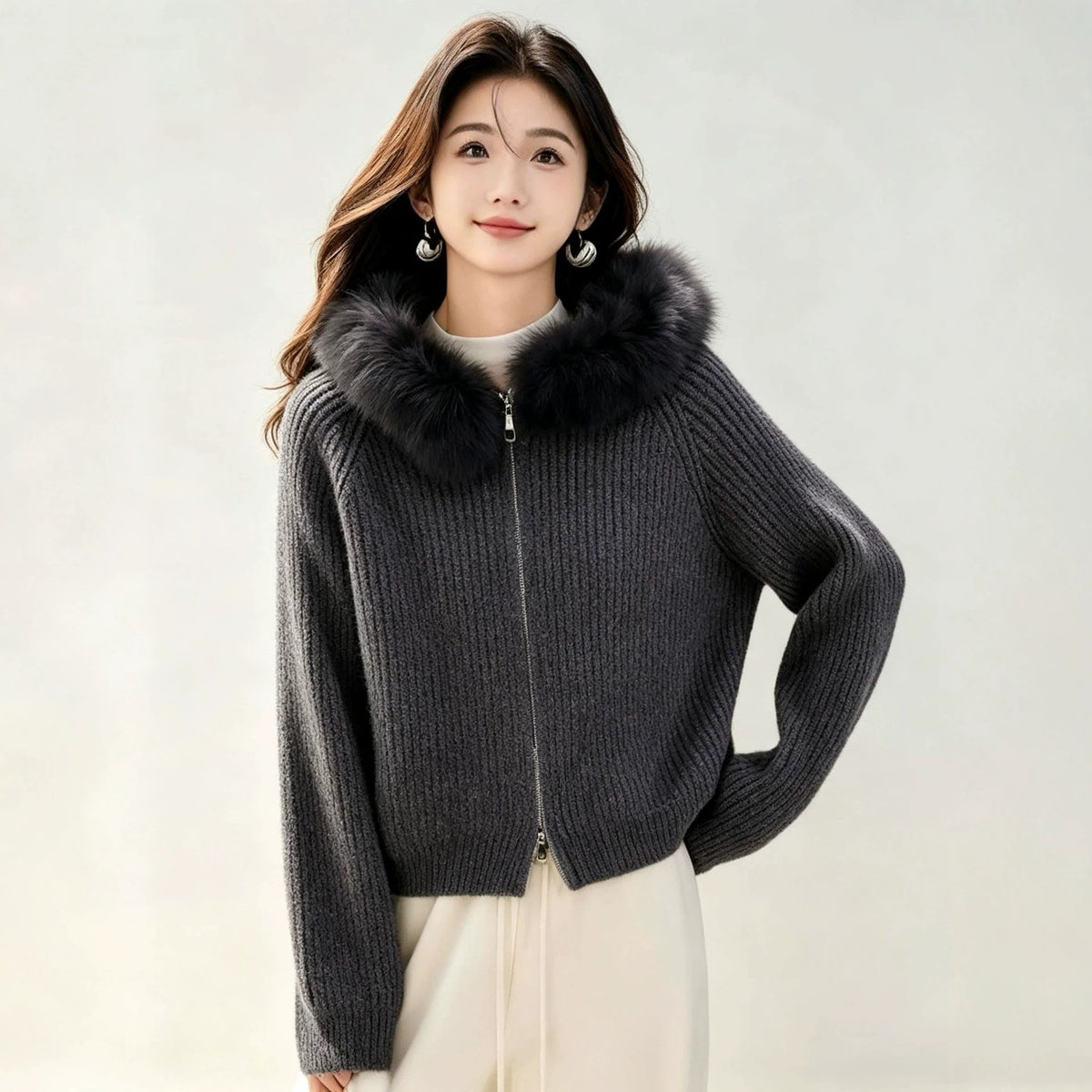 Soft and lazy style sweater jacket for women's clothing