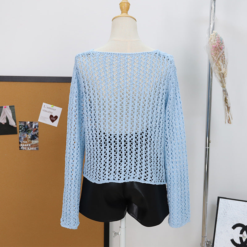Long sleeved thin hollow top